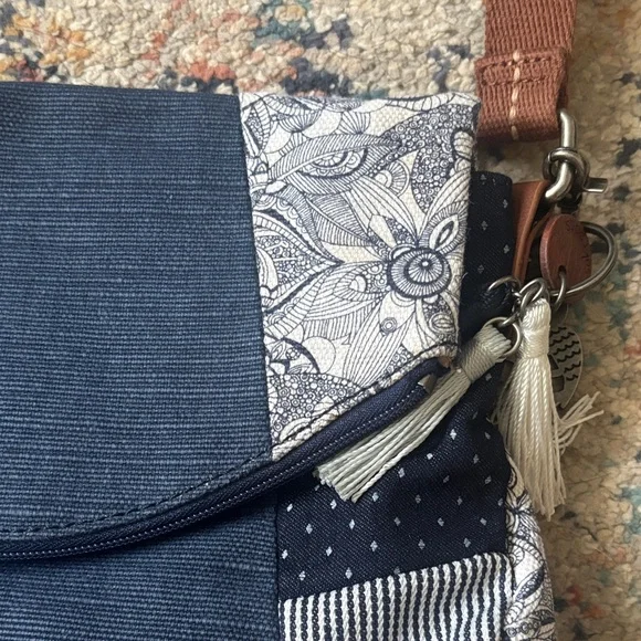 Sakroots Navy and Brown Floral Shoulder Bag - Picture 3 of 12